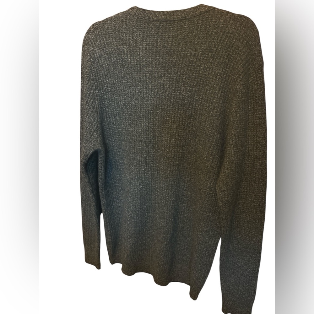 SAKS FIFTH 100% cashmere waffle knit crew neck charcoal sweater XL luxury money - Picture 4 of 9
